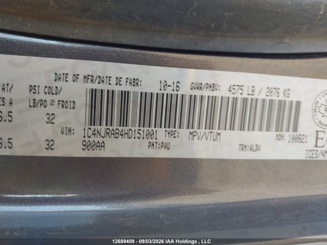 12689409 :رقم المزاد ، 1C4NJRAB4HD151001 vin ، 2017 Jeep Patriot مزاد بيع