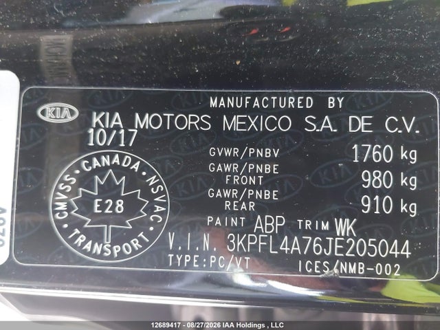 KIA Forte Lx/lx+ 2018 3KPFL4A76JE205044 Image 9