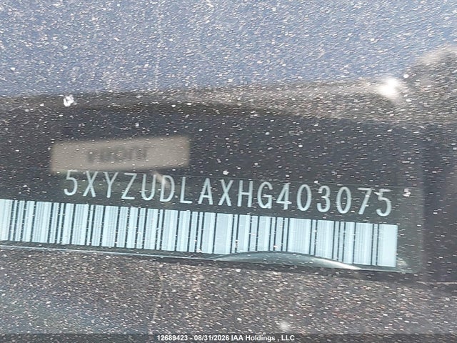 12689423 :رقم المزاد ، 5XYZUDLAXHG403075 vin ، 2017 Hyundai Santa Fe Sport مزاد بيع