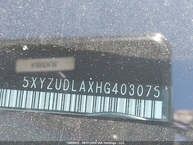 12689423 :رقم المزاد ، 5XYZUDLAXHG403075 vin ، 2017 Hyundai Santa Fe Sport مزاد بيع