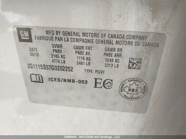 Chevrolet IMPALA LT 2016 2G1115S37G9202252 Image 18