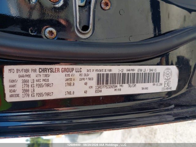 Aukcja sprzedaży 2012 Ram 1500 St, vin: 1C6RD7FP5CS202504, numer aukcji: 12689450