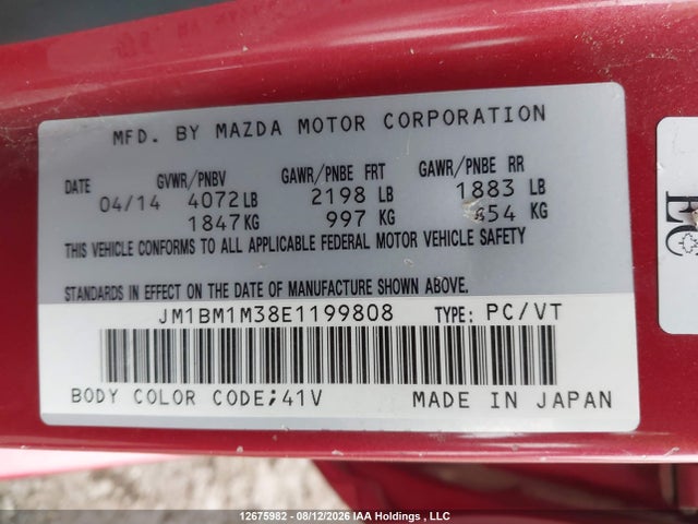 JM1BM1M38E1199808 Mazda Mazda3 Gt-sky