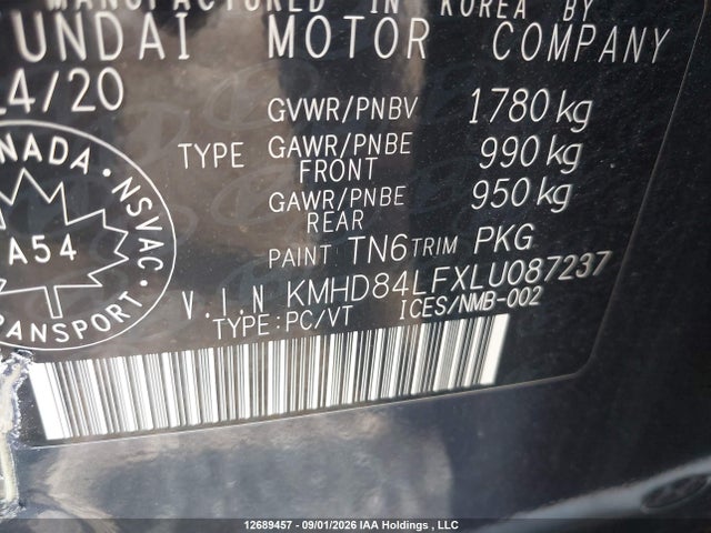 Hyundai Elantra Sel/value/limited 2020 KMHD84LFXLU087237 Image 9