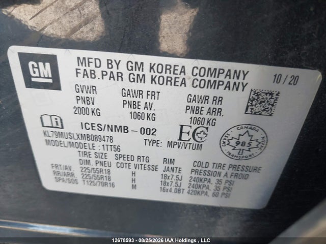 KL79MUSLXMB089478 Chevrolet Trailblazer Rs