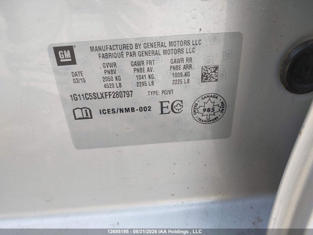 Chevrolet MALIBU 1LT 2015 1G11C5SLXFF280797 Image 18