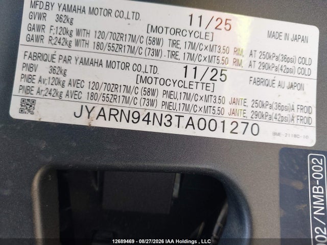 Yamaha MT09 2026 JYARN94N3TA001270 Image 10
