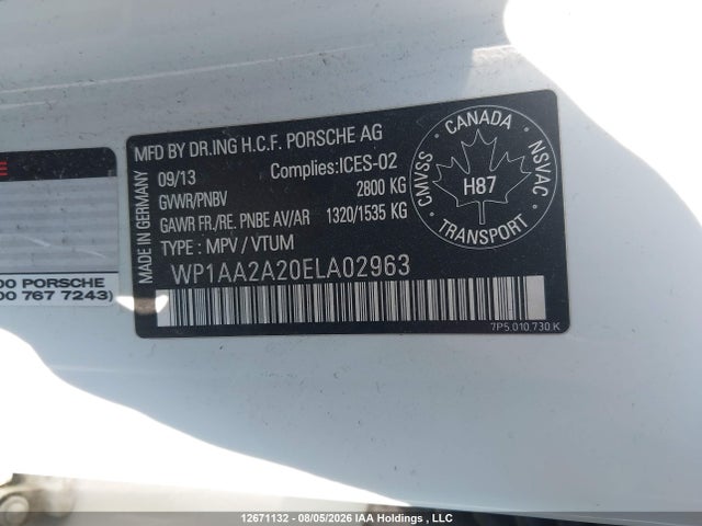 Porsche Cayenne Platinum Edition 2014 WP1AA2A20ELA02963 Image 9