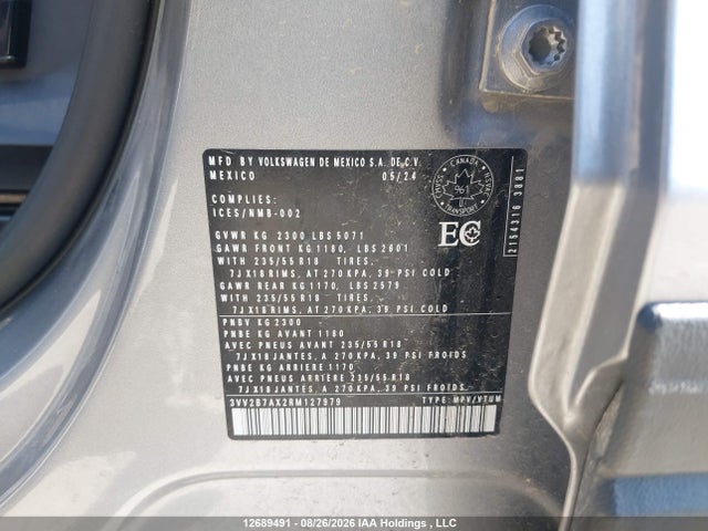 3VV2B7AX2RM127979 Volkswagen Tiguan Se/wolfsburg