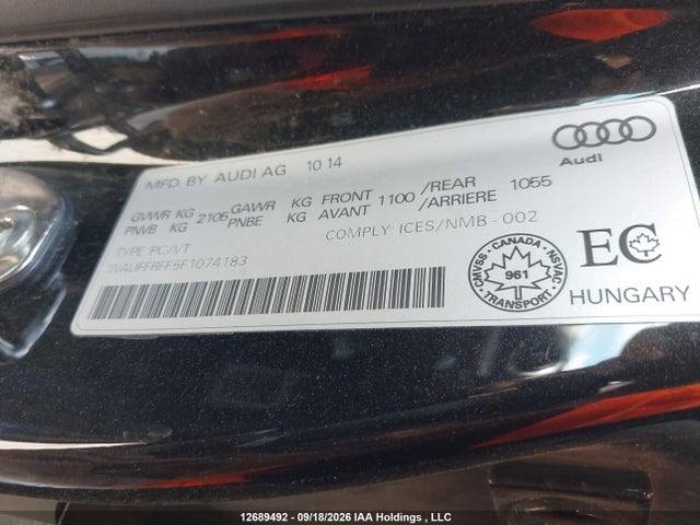 Aukcja sprzedaży 2015 Audi S3, vin: WAUFFRFF5F1074183, numer aukcji: 12689492