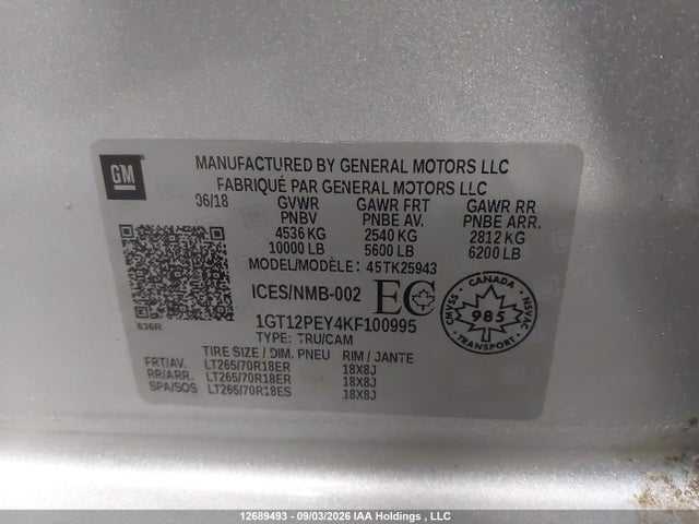 1GT12PEY4KF100995 GMC Sierra K2500 Sle