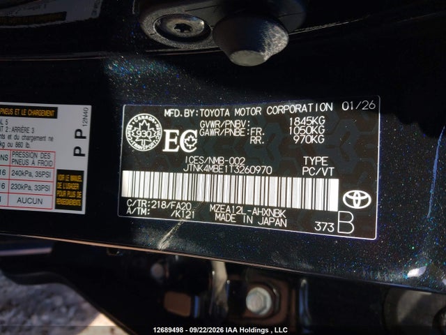JTNK4MBE1T3260970 Toyota Corolla N