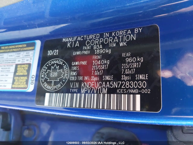 Продажа на аукционе авто 2022 Kia Seltos Ex, vin: KNDEUCAA5N7283030, номер лота: 12689503