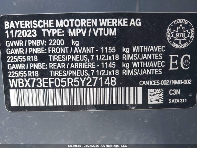 Продаж на аукціоні авто 2024 Bmw X1 Xdrive28i, vin: WBX73EF05R5Y27148, номер лоту: 12689515