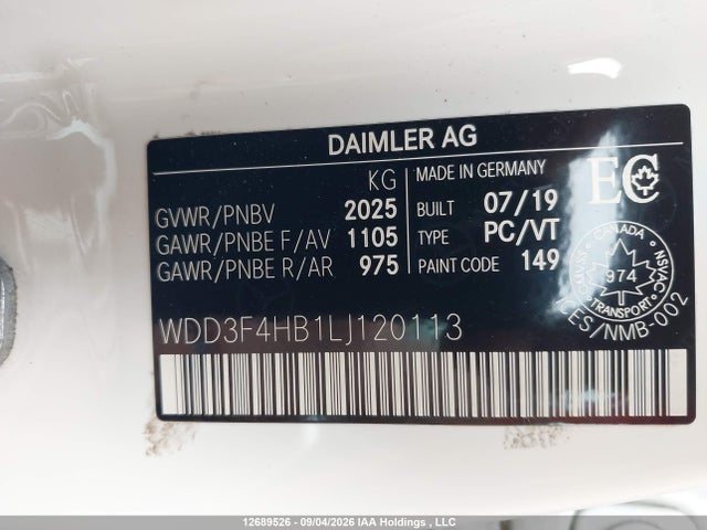 Aukcja sprzedaży 2020 Mercedes-benz A 250 4matic, vin: WDD3F4HB1LJ120113, numer aukcji: 12689526