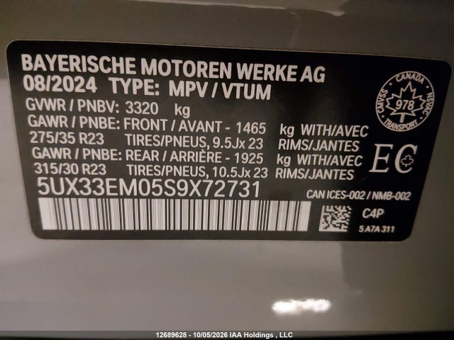 Продажа на аукционе авто 2025 Bmw X7 M60i Xdrive, vin: 5UX33EM05S9X72731, номер лота: 12689628