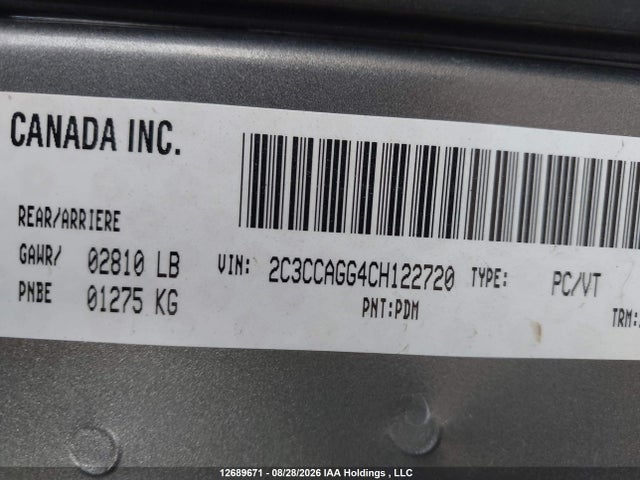 Продаж на аукціоні авто 2012 Chrysler 300 S V6, vin: 2C3CCAGG4CH122720, номер лоту: 12689671