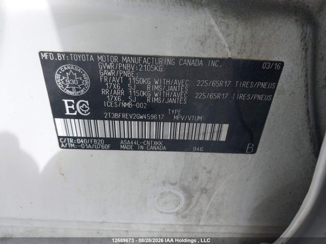Toyota RAV4 LE 2016 2T3BFREV2GW459617 Image 19