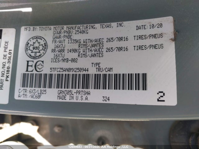 Toyota C4r 2021 5TFCZ5AN0MX250944 Image 18