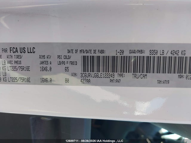 3C6URVJG6LE122249 RAM Promaster 3500 3500 High