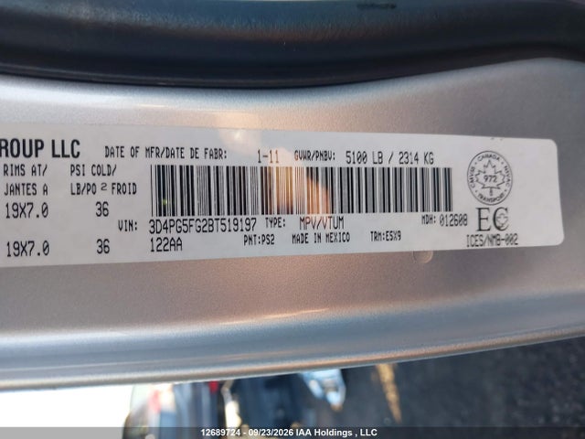 Продажа на аукционе авто 2011 Dodge Journey Sxt, vin: 3D4PG5FG2BT519197, номер лота: 12689724