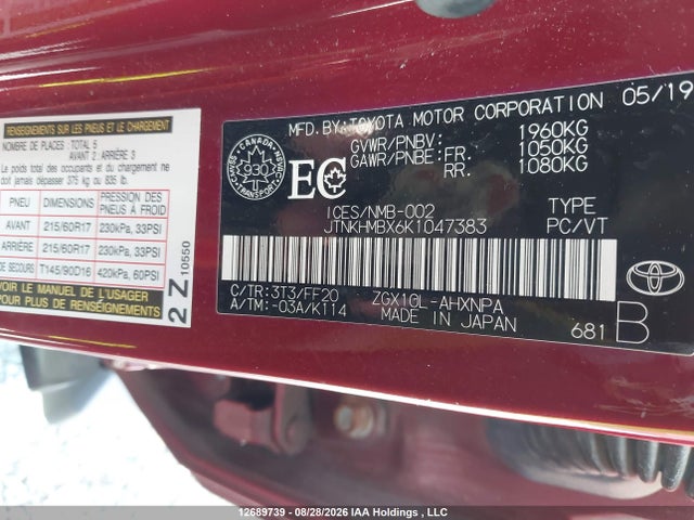 Toyota C-HR 2019 JTNKHMBX6K1047383 Image 9