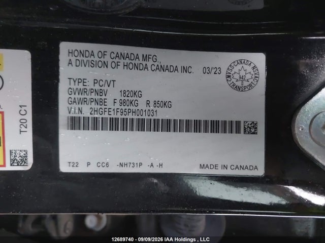 Honda Civic 2023 2HGFE1F95PH001031 Image 9