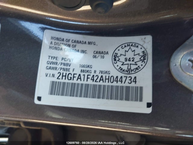 Продажа на аукционе авто 2010 Honda Civic Dx-g, vin: 2HGFA1F42AH044734, номер лота: 12689760
