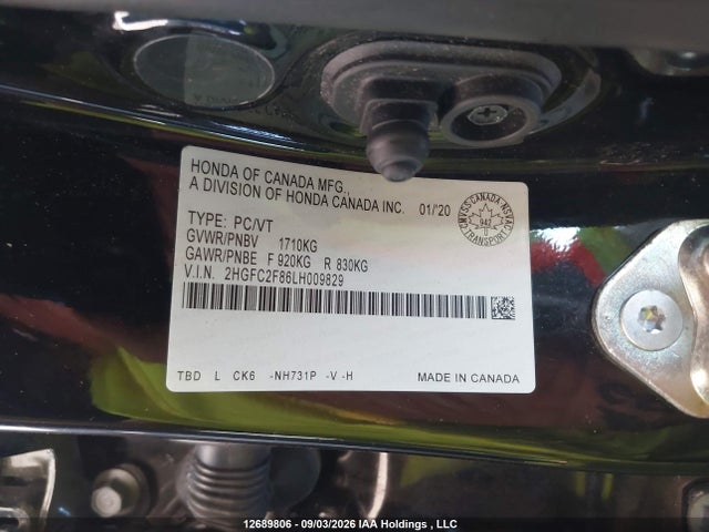Honda Civic Sport 2020 2HGFC2F86LH009829 Image 9