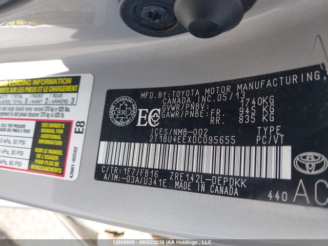 Продаж на аукціоні авто 2013 Toyota Corolla, vin: 2T1BU4EEXDC095655, номер лоту: 12689808