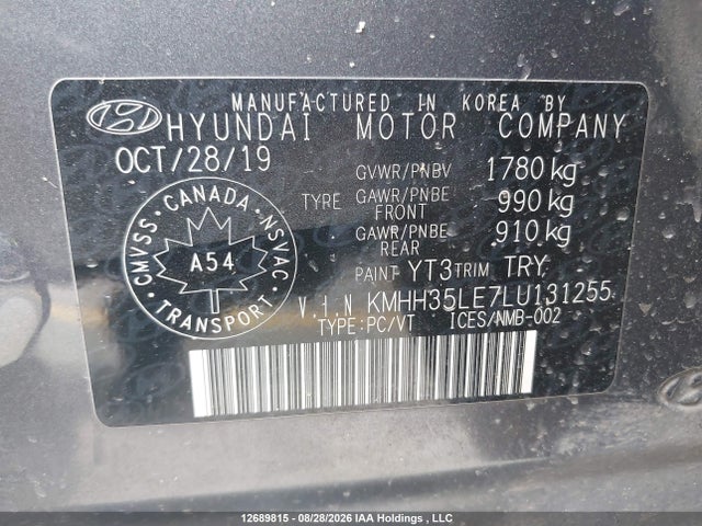 KMHH35LE7LU131255 Hyundai Elantra Gt Preferred Manual