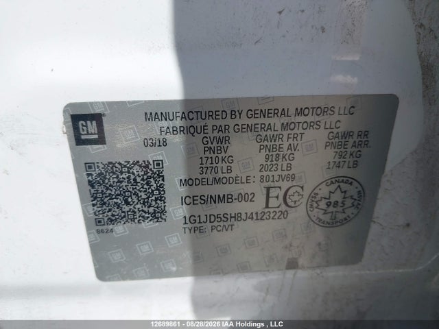 Chevrolet Sonic Lt Auto 2018 1G1JD5SH8J4123220 Image 9