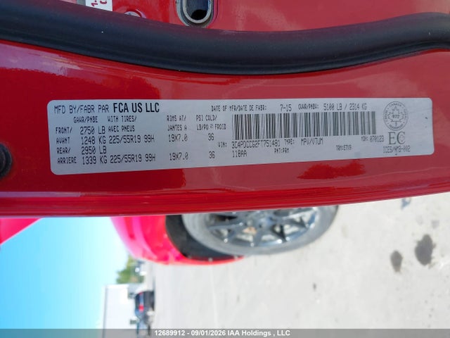 Aukcja sprzedaży 2015 Dodge Journey Sxt, vin: 3C4PDCCG2FT751481, numer aukcji: 12689912