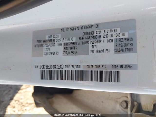 JM3KFBBL0R0472309 Mazda Cx-5 Gx W/o Cd