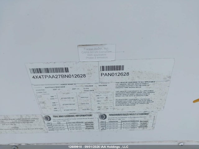 Продажа на аукционе авто 2011 Palomino Palomino, vin: 4X4TPAA27BN012628, номер лота: 12689918