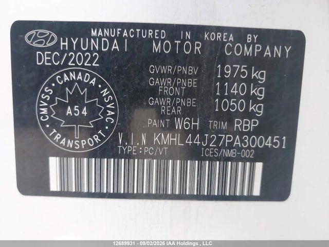 12689931 :رقم المزاد ، KMHL44J27PA300451 vin ، 2023 Hyundai Sonata Sport 1.6t 4dr مزاد بيع
