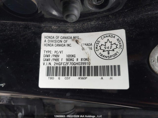 Продаж на аукціоні авто 2016 Honda Civic Ex 4dr, vin: 2HGFC2F70GH039910, номер лоту: 12689983