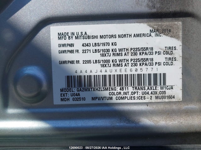 Mitsubishi Rvr Gt 2014 4A4AJ4AUXEE605771 Image 9