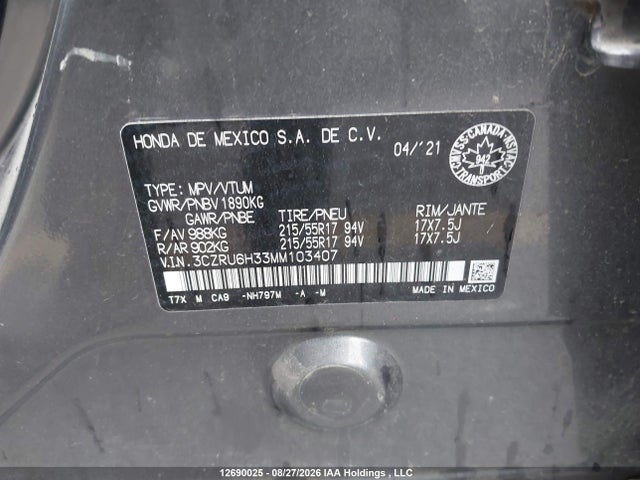 Honda HR-V LX 2021 3CZRU6H33MM103407 Image 19