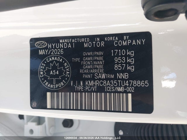 KMHRC8A35TU478865 Hyundai Venue Sel