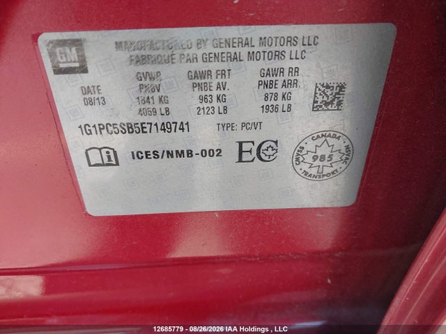 1G1PC5SB5E7149741 Chevrolet Cruze 1lt