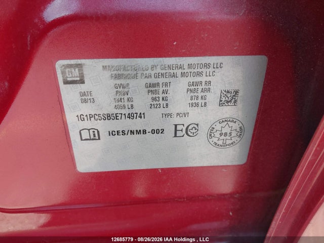 1G1PC5SB5E7149741 Chevrolet Cruze 1lt