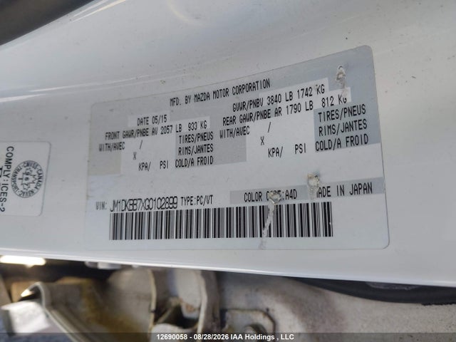 Aukcja sprzedaży 2016 Mazda Cx-3 Sport, vin: JM1DKBB7XG0102899, numer aukcji: 12690058