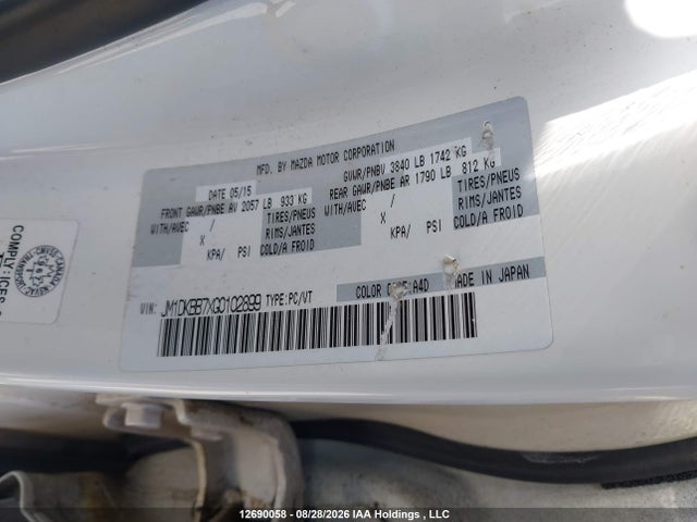 Aukcja sprzedaży 2016 Mazda Cx-3 Sport, vin: JM1DKBB7XG0102899, numer aukcji: 12690058