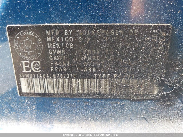 3VWD17AU4JM762378 Volkswagen Golf Sportwagen S/se
