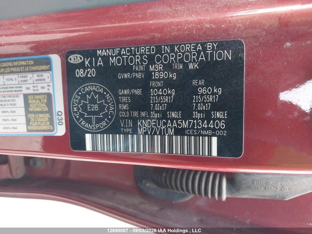 12690087 :رقم المزاد ، KNDEUCAA5M7134406 vin ، 2021 Kia Seltos مزاد بيع