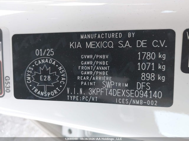 3KPFT4DEXSE094140 KIA K4 Lx/lxs
