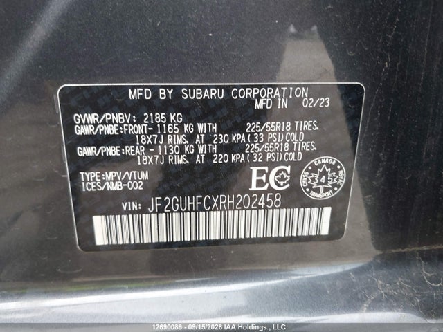 Продажа на аукционе авто 2024 Subaru Crosstrek Onyx, vin: JF2GUHFCXRH202458, номер лота: 12690089