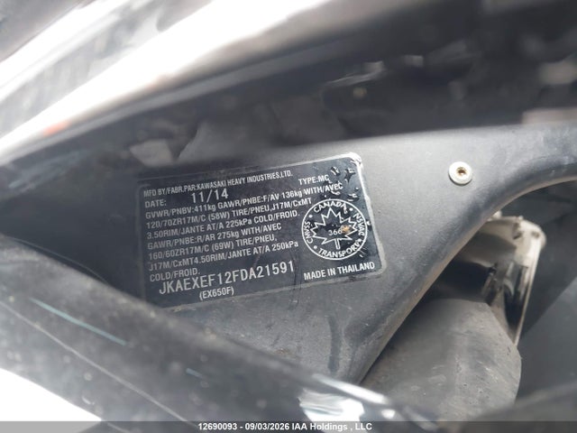 Kawasaki Ex650 F 2015 JKAEXEF12FDA21591 Image 13