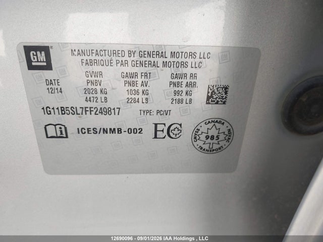 Chevrolet MALIBU LS 2015 1G11B5SL7FF249817 Image 21